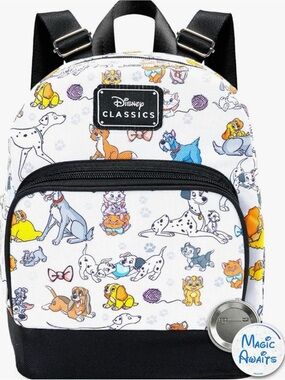 Disney Classics White Mini Backpack with Multicolor cats dogs Print